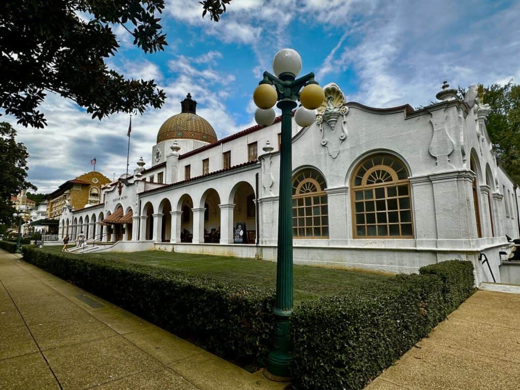 Quapaw Bathhouse on Historic Bathhouse Row in Hot Springs, Arkansas, one of the fun attractions in Arkansas